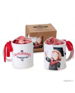 Taza cerámica graduación CHICA 6bombones en caja regalo