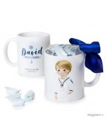 Taza cerámica Comunión marinero mano en bolsillo 7 caramelos