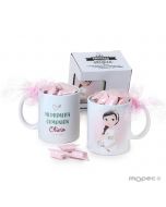 Taza Comunión niña romántica 7caramelos en caja regalo