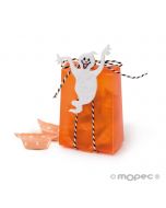 Estuche 8 caramelos naranja decorado fantasma*