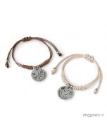 Bracciale beige medaglia tortora avorio/marrone