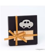 Estuche negro 2 napolitanas e imán metálico coche