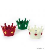  Christmas Felt crown baskets, 3 colors 11(Ø)x8cm. asstd,min.3