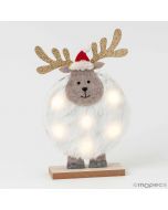 Wood-based felt reindeer with 6 LEDs