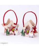 Gnomes felt basket, star and tree with window 12x20x7,5cm