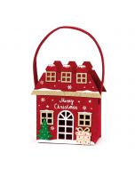 Panier maison Joyeux Noël feutre et lamé doré 26 cm (anses)