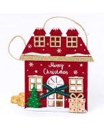 Pendentif Maison Joyeux Noël feutrine lamé doré 3 chocolats