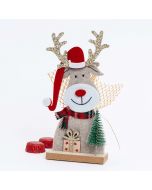 Felt reindeer with wooden base and 2 chocolates