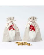 Sac Gnomes rouge avec carte et 25minifruits stdo.2u. 20 cm.