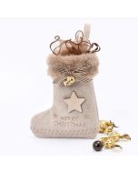 Calzino beige stella Merry Christmas campanellini 5 croki.