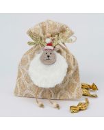 Blonde bag with golden lamé felt reindeer 12 minifruits