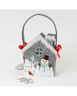 Grey house felt basket with snowman 20minifruits