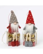 Red and gray Gnome box with wooden base 8 croki-chocs