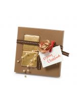 Boite marron 2 chocolats perles carte Merry Christmas