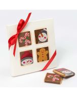 Case 4 windows with Neapolitan Snowman and red bow