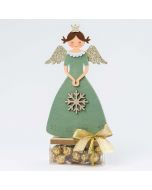 Green felt angel with wooden base in 12croki-choc box