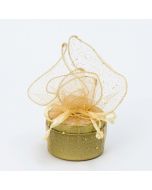 Jasmine aroma candle in metal jar Ø6x4cm. gold decoration