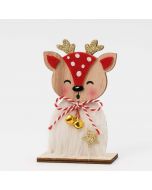 Figurine en bois 15,5 cm. faon rouge