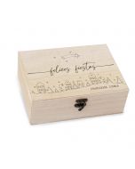 Coffret en bois Joyeuses Fêtes village personnalisé 23x17cm