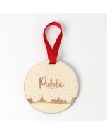 Pendentifs en bois village enneigé 9cm