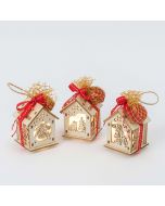 Hanging led house with 1chocolate  3 assorted