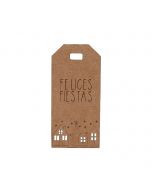 Card kraft perforated windows Felices Fiestas 3.2x7cm. min 24