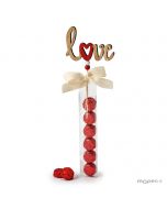 Pic in legno Love con 6 cioccolatini 30cm