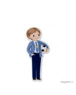 Adhesive communion boy with soccer ball, 5,5cm.