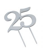 Cake topper 25 in colore argento 17cm.