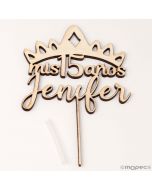 Cake topper en bois couronne personnalisé mes 15 ans