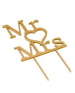 Cake topper Mr & Mrs. in golden color 21cm.