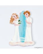 Surf wedding couple wooden magnet 7cm., 10pcs.