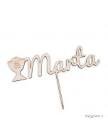 Cake topper calice personalizzato in legno 1 nome 