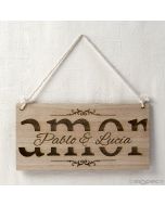 Cuadro de madera, Amor personalizado 22,5x11,5cm.