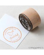 Personalized round stamp First Communion dove 3,5Øx2,5cm.