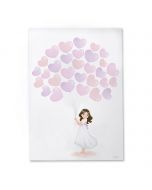 Print tree of footprints Communion girl with skirt 29.5x42cm