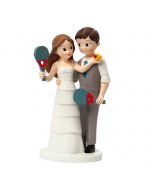 Cake topper Paddle bride and groom 10.5 x 18.5cm.