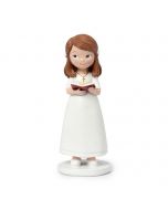 Figura pastel Comunión niña vestido blanco y biblia 13cm.