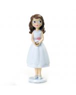 Figurine gâteau en résine fille robe courte Communion 16,5cm