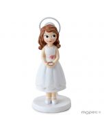 Resin cardholder communion girl in a short dress, 11cm