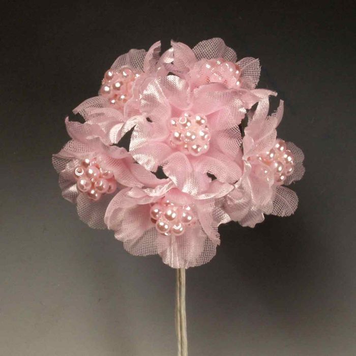 Bouquet Fleur Perles Rose