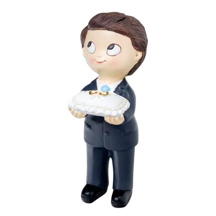 Figura para tartas de boda niño con corbata y cojín de anillos 11cm | Mopec  | Mopec