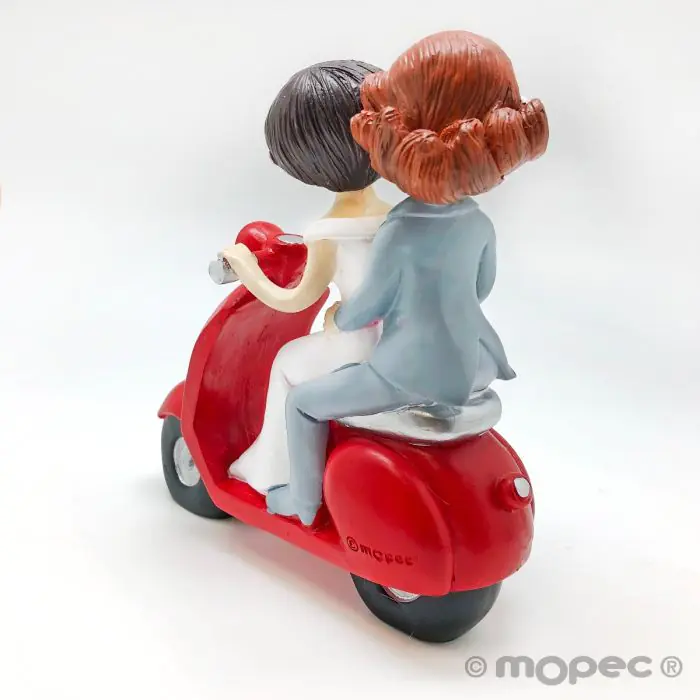 Figura de pastel para boda novias Pop&Fun en moto 17cm | Mopec